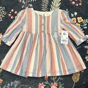 NWT Baby B’gosh 6 MO Multicolor Striped Dress with Button Accents